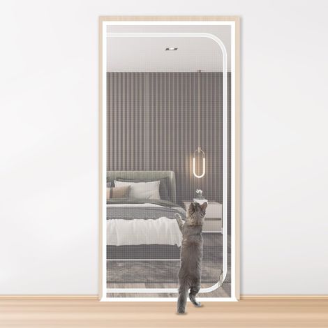 Porte pour Chat 90x210cm, Filet pour Animaux avec Fermeture Éclair Double Face, Maille Renforcée Résistante aux Griffures pour Chats et Chiens (Forme en D - Blanc) (1/5)