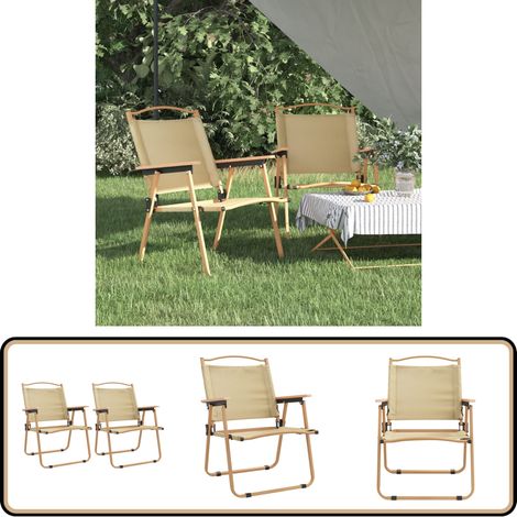 Campingstühle 2er-Set Beige 54x55x78 cm Oxford-Gewebe (1/5)