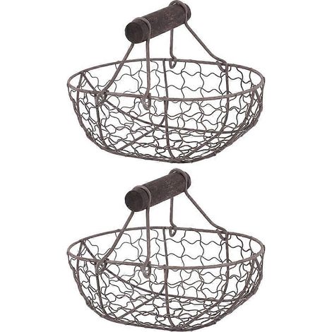 Lot de 2 paniers de rangement décoratifs pour fruits, présentoirs à fruits et boîtes de conservation pour aliments. (1/2)