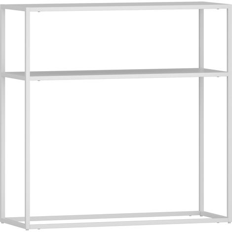 Tavolo consolle in metallo 80 x 80 x 30 cm per ingresso soggiorno sala da pranzo bianco 030010878