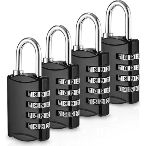 Candado de combinación de 4 piezas, candado de 4 dígitos, candado para maleta, candado de código para exteriores resistente a la intemperie, candado de aleación de zinc para casillero, para cobertizo  (1/5)