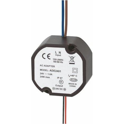 Sewosy – Alimentation ronde 24VDC 1A avec sortie filaire – Protection PTC contre surtensions – Isolation renforcée classe II – Pour installations extérieures