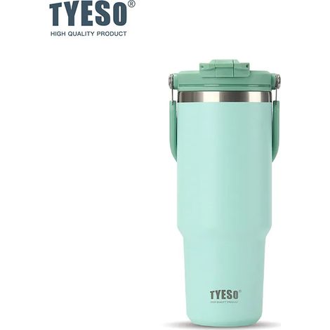 (Vert, 1050 ml) Grande tasse isotherme avec anse, tasse à café double usage, gobelet à glace en acier inoxydable