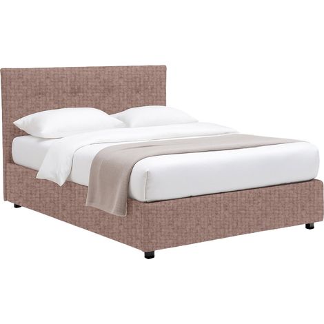 Letto Matrimoniale Preston, Sfoderabile, Contenitore Made in Italy, Rosa Antico