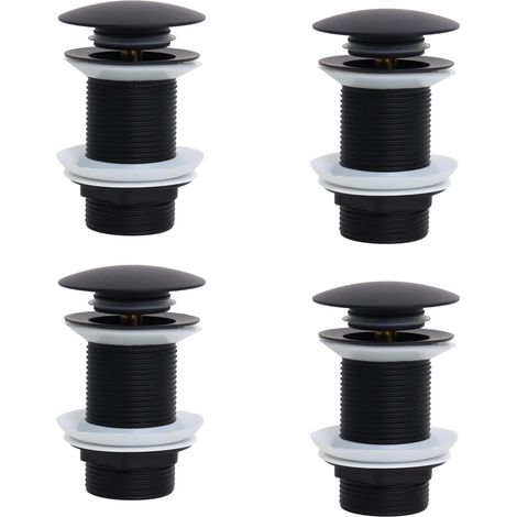 Bonde de Lavabo Sans Trop Plein, Bonde Clic Clac, Bonde Lavabo d'évier en Laiton, Joint Bonde Lavabo, Bonde Baignoire, Noir,4 pièces (1/5)