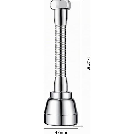 Mousseur Robinet Pivotant, Rallonge Robinet Cuisine,Lavabo Universelle en Laiton,Flexible Robinet Cuisine à 360 °,Trois Modes Pressurisation Anti-Eclaboussures,Accessoires Cuisine 172mm(Noir) (1/5)