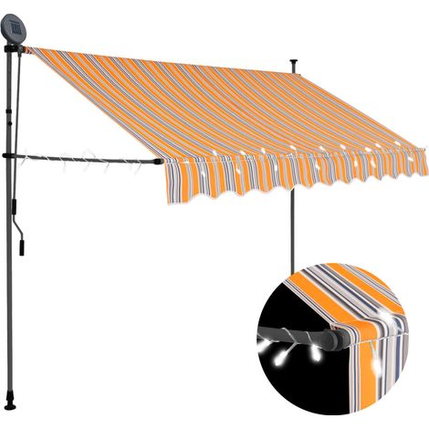 Auvent manuel rétractable avec LED 300 cm Jaune et bleu vidaXL (1/6)