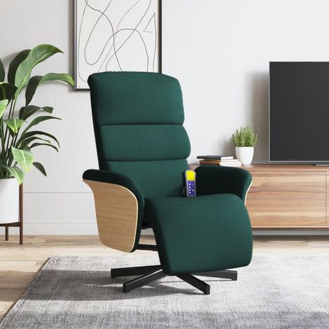 Sillón reclinable de masaje con reposapiés tela verde oscuro (1/5)