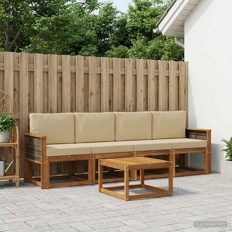 vidaXL Outdoor-Sofagarnitur mit Kissen 4 pcs Natur (1/5)