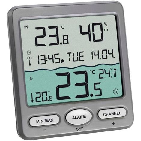 TFA Dostmann VENICE Funk-Pool-Thermometer Schwimmbecken-Thermometer Anthrazit 30.3056.10 (1/10)