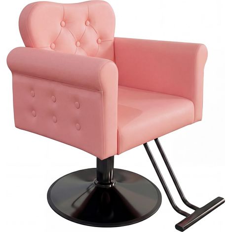 Chaise de barbier en PU Garvee pour stylistes, chaise de barbier avec rotation, base métallique ronde, élévateur hydraulique, capacité jusqu’à 150 kg, pour salon de coiffure, spa, maison, rose (1/5)