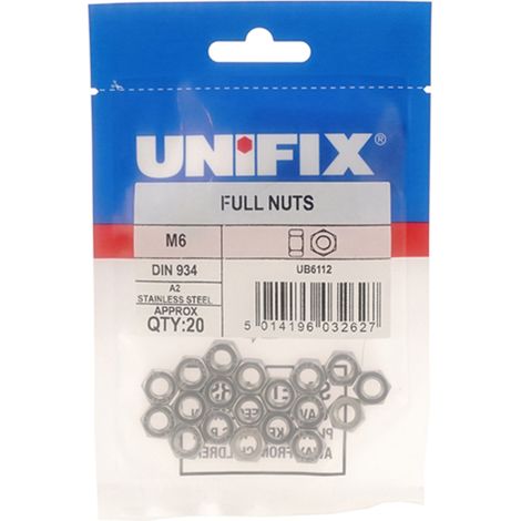 Unifix A2-304 St/St Full Nuts DIN 934 M10 x 1.50 (1/2)