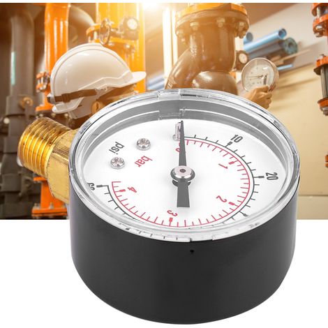 Manometer 50 mm mit 1/4 BSPT Messinggewinde für Kraftstoff, Luft, Öl, Gas, Wasser (0-60 PSI 0-4 bar) (1/5)