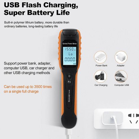 Wattmètre optique G11 : Wattmètre à fibre optique rechargeable haute précision avec lampe torche pour la mesure OPM (1/4)