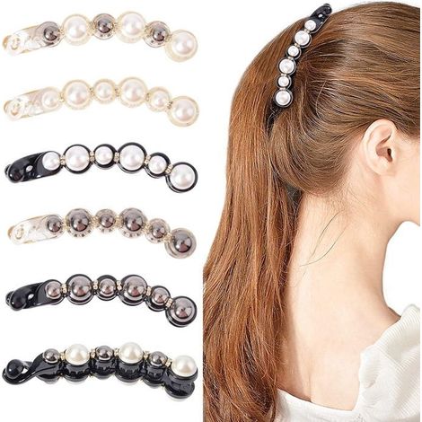 Set mit 6 Haarspangen aus Perlen und Strasssteinen für Damen und Mädchen, Stil 1 (1/5)