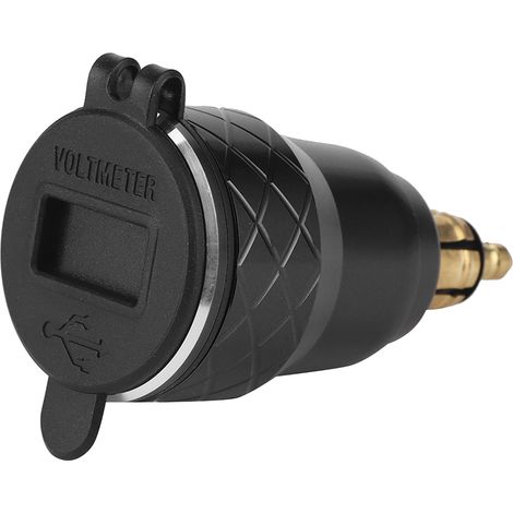 Prise USB 12V-24V pour moto avec affichage LED et fiche EU, noir (1/5)