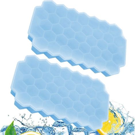 Eiswürfelform – Flexibles Silikon – Sechseckig – Mit Deckel – Für Whisky-Cocktails und gekühlte Getränke – 2er-Set (1/5)