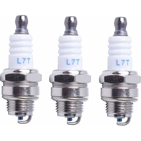 Bujía L7T para motosierra, cortacésped, accesorios para motores pequeños. Compatible con STIHL, Husqvarna, NGK BPMR7A 4626, equivalente a RCJ6Y, Champion, Bosch WSR6F. Paquete de 3. (1/4)