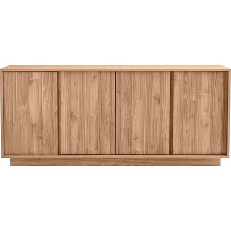 Miliboo – Buffet scandinave bois chêne 4 portes L180 x P43 x H79 cm – 8 espaces de rangement – Finition élégante – Style épuré (1/5)