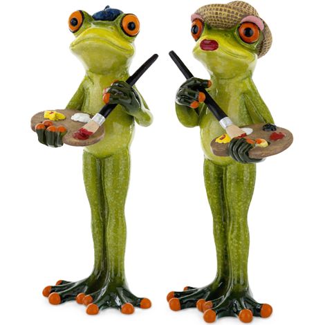 Frosch-Malerfigur, 16 cm, künstlerische Dekoration, Geschenkidee, Freude (1/5)