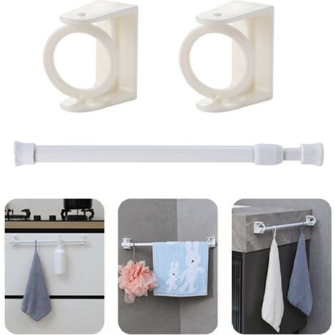 Toallero telescópico de 30-50 cm, Instalación sin taladros, Incluye 2 soportes giratorios de 360 grados, Para diversas situaciones (1/5)