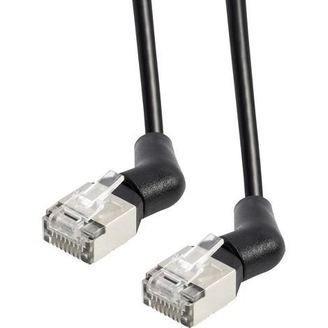 Maxtrack TI53-0,5L RJ45 Netzwerkkabel, Patchkabel 10 Gbit/s, CAT 6a U/FTP 0.5 m Schwarz Steckkontakt
