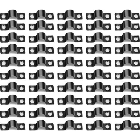 50 Pièces Collier de Serrage Métallique Double Trou Collier Serrage 10 mm Metal Hose Clamp Set en Forme U Cavalier de Fixation Anti-Oxydation pour Conduites d'Eau Tuyaux d'Évacuation Câbles (1/5)