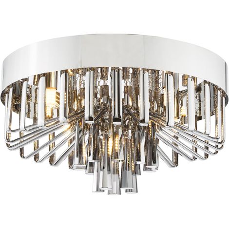 Dar Olin Plafonnier Olin 5 lumières, chrome poli et verre fumé (1/5)