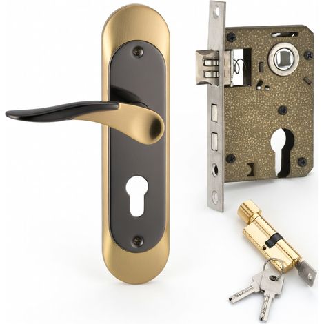 Serrure de porte noir universel standard rétro antique modèle 18 (1/5)