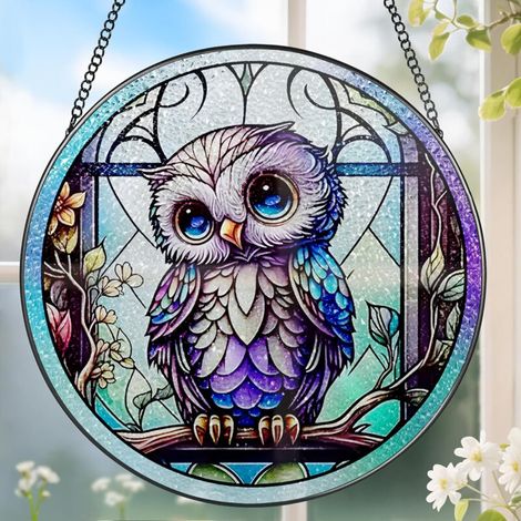 Attrape-soleil vitrail 15 cm – Déco maison suspendue pour fenêtre et mur, cadeau Noël et anniversaire (1/4)