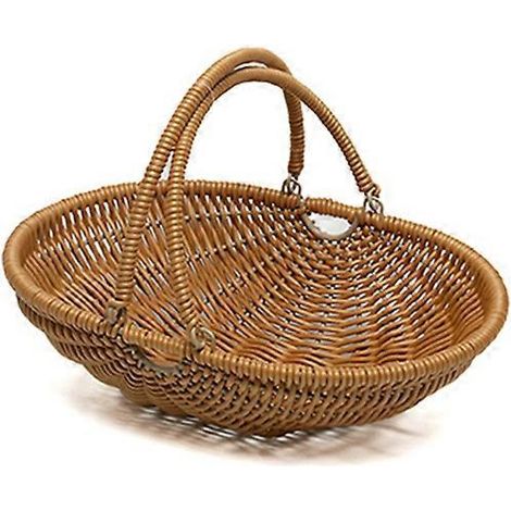 Panier de récolte en osier avec poignée pliable pour légumes, fruits et fleurs du jardin outil de cueillette et de rangement portable en acier inoxydable. (1/3)