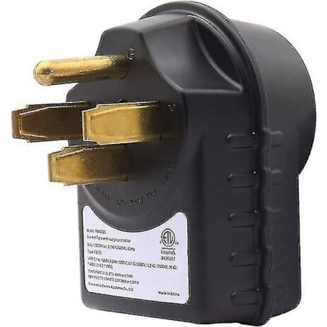 50A Überspannungsprüfer und Steckeradapter – Geeignet für Wohnwagen (1 Stück, schwarz)