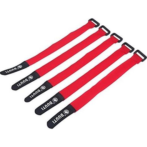 Lot de 5 Sangles d'attache câble réglables pour vélo rouge - (1/5)
