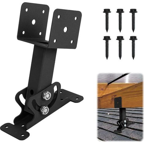 1 kit de supports de toit robustes pour pergola de toit, supports de montage réglables pour pergola de toit, tonnelle, métal noir (1/5)