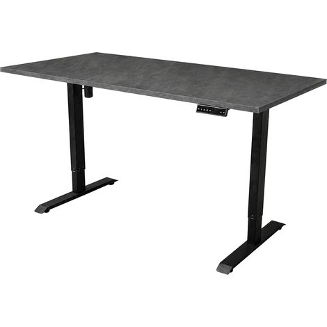 Scrivania regolabile elettricamente - 180x80 cm - Motore singolo - Nero / Marmo scuro (1/5)