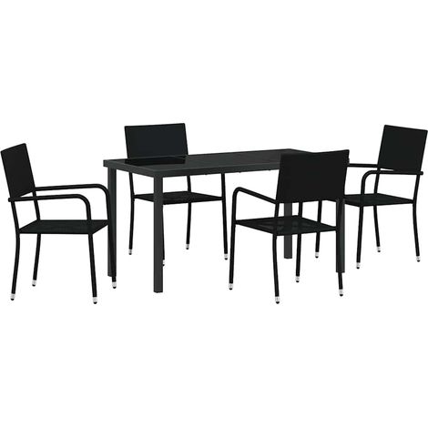 Conjunto de Comedor de Jardín 5 pcs Negro ratán sintético vidaXL (1/5)