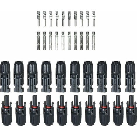 10 Paires / 20 Paires De Connecteurs De Cable De Panneau Solaire Male/Femelle Pour Systeme Pv, 10 Paires Sans Cle - 10 Paires Sans Cle (1/5)