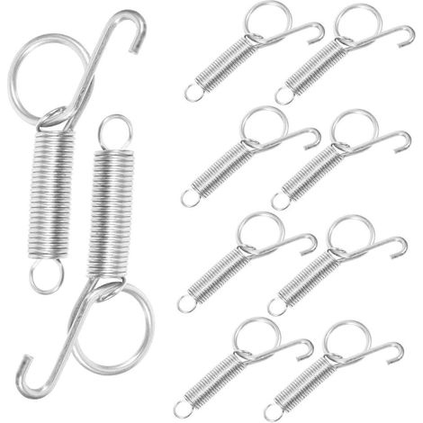 Lot de 10 crochets à ressort pour porte de cage à pigeons, accessoires métalliques de fixation sécurisée, compatibles avec différents types de cages pour petits animaux, 7,5 x 2 cm, argent (1/5)