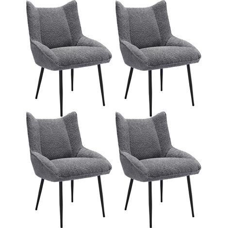 Sillones modernos de 4 piezas, tapizados en gris, con patas de metal, soportan hasta 150 kg, ideales para sala de estar, dormitorio, estudio u oficina. (1/5)
