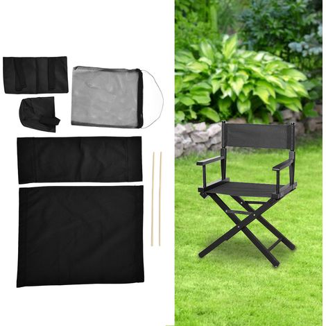Chaise de réalisateur, chaise de jeu, tissu pliable, chaise de couleur d'origine, toile de rechange avec sac de rangement, noire. (1/5)