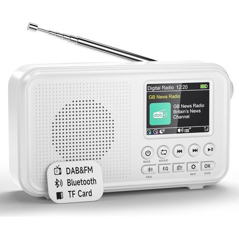 Radio portable DAB/DAB+, 80 préréglés, radio numérique FM avec batterie de 3000 mAh, radio de cuisine avec Bluetooth 5.0, modes EQ, minuterie, snooze, port auxiliaire TF/3,5 mm, double (1/5)