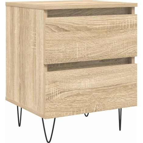 Comodino con due cassetti 40 x 35 x 50 cm multistrato color rovere e ferro DEC033836