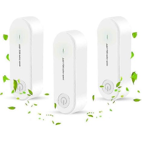 Purificateur d'air à brancher (lot de 3), mini purificateur d'air portable, générateur d'ions, idéal pour les animaux de compagnie (1/5)