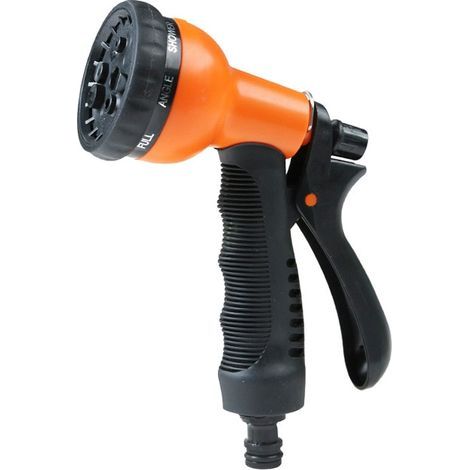 Garden hose nozzle, ABS, 7 spray patterns, Orange (1/5)