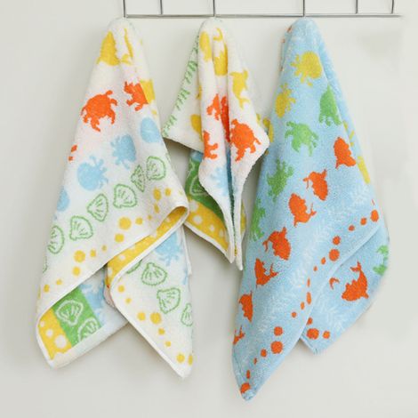 4 pièces serviettes de bain, 2 serviettes de bain 70x140 cm + 2 serviettes de toilette 35x35 cm, coton, blanc et bleu (1/5)