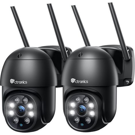 Lot de 2 caméras de surveillance WiFi extérieure 4MP – Vision nocturne couleur jusqu'à 30m – Détection humaine – Rotation 355°/90° - PLUS 4 MP