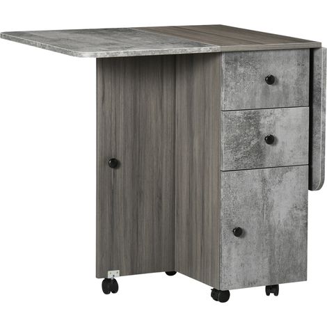 Table pliable multi-rangements CORK aspect bois béton ciré