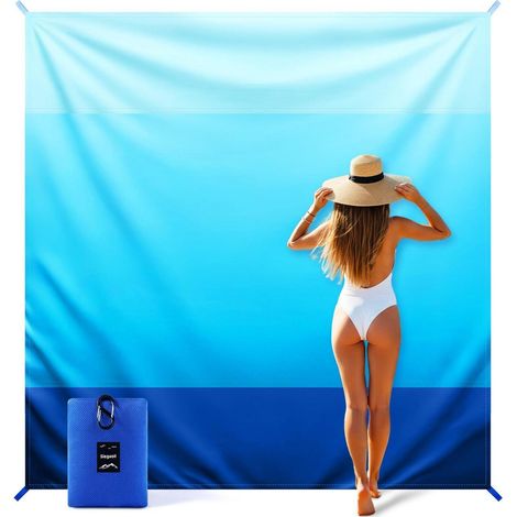 Stranddecke Sandfrei 220x215cm, Feuchtigkeitsabweisend, Ultraleicht, Windfest (1/5)