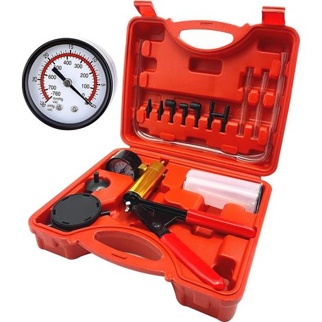 Kit de purge de freins, testeur de pression à pompe à vide portable avec manomètre robuste, kit de purge de liquide de freins (1/4)