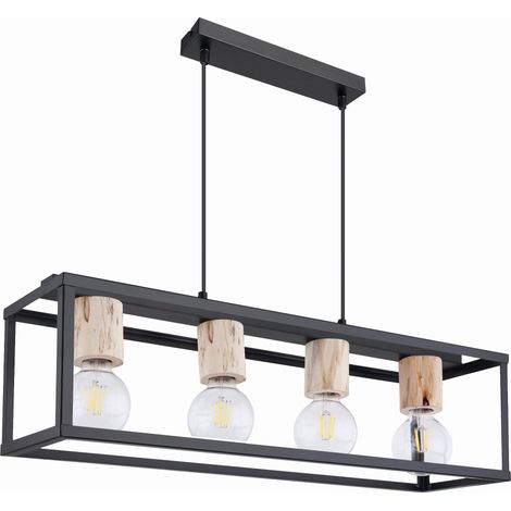Suspension Candellux Retro noire bois/métal 4xE27 IP20